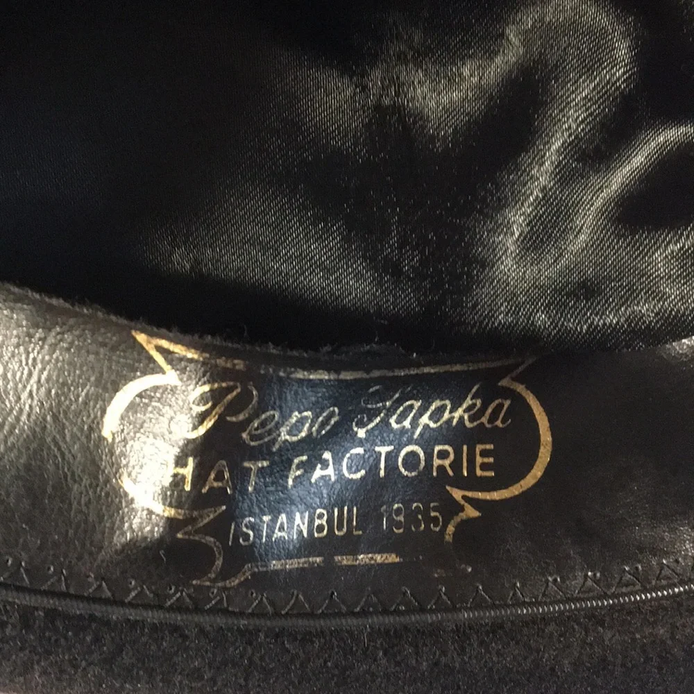 Vintage Pepo Sapka hat factorie Istanbul black felt Homburg 2” wide brim cap - Picture 12 of 12